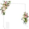 Garfans 6.6FT Wedding Arch For Ceremony Balloon Arch Stand with 4 Pedestal Nails Metal Arch Backdrop Stand for Parties Birthday Wedding Square Background Stand Garden Arch Gold