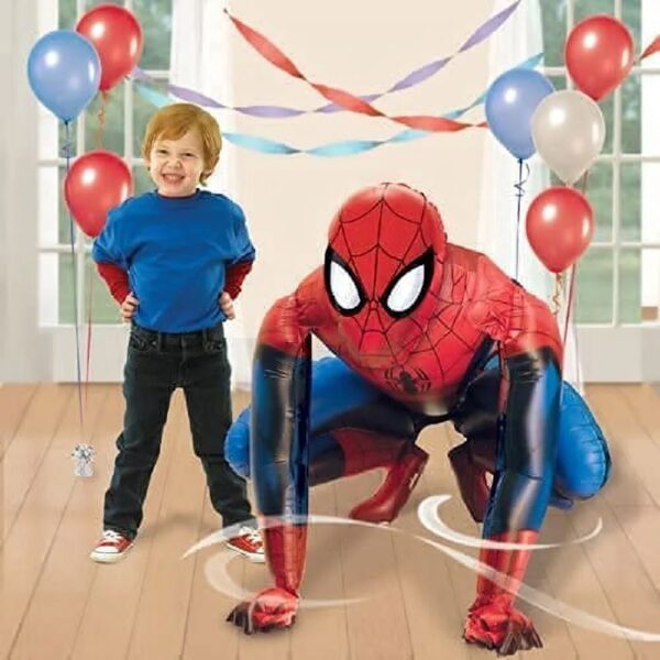 Spider-Man Party Supplies Personalized Birthday 18 pc Balloon Bouquet Decorations with Life Size Spider Man Airwalker