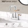 Bathroom Sink Faucet, 4 inch Matte Black Bathroom Faucets with Pop-up Drain and Supply Lines, Stainless Steel 2-Handle Centerset Faucet for Bathroom Faucet 3 Hole