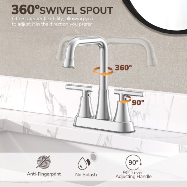 Bathroom Sink Faucet, 4 inch Matte Black Bathroom Faucets with Pop-up Drain and Supply Lines, Stainless Steel 2-Handle Centerset Faucet for Bathroom Faucet 3 Hole
