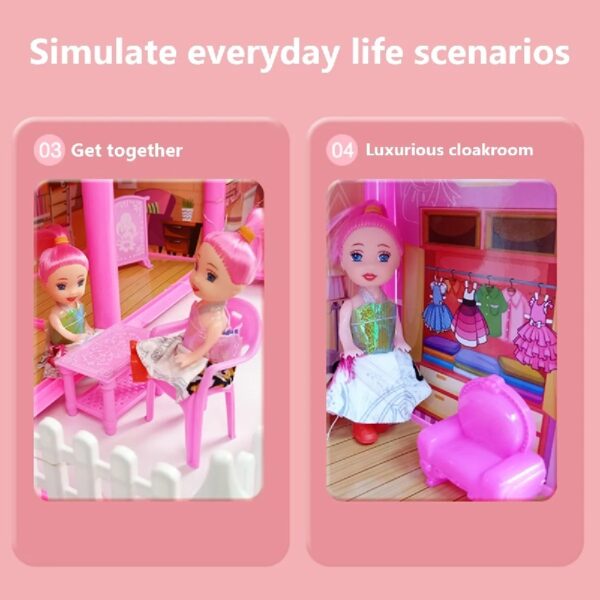 Dollhouse 16 Room Play House with Furniture and Light Toys for Ages 3+
