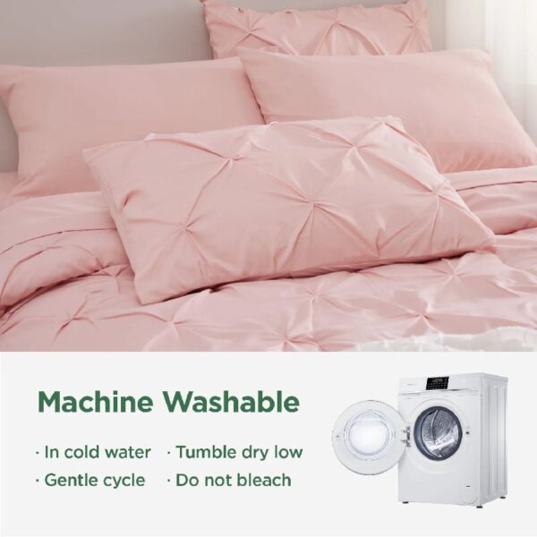 Dorm Bedding Twin Comforter Set - 5 Pieces Pintuck Bed in A Bag with Comforters, Sheets, Pillowcases & Shams