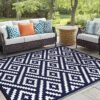 6'x 9' Outdoor Rug Plastic Waterproof Outside Foldable Mat UV Resistant Patio RV Deck Carpet,Black Brown