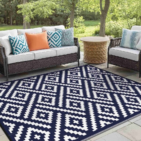 6'x 9' Outdoor Rug Plastic Waterproof Outside Foldable Mat UV Resistant Patio RV Deck Carpet,Black Brown