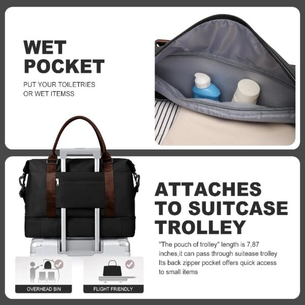 c3e6232ff2514f8ca5c9b32d0176a3ad Weekender Bags for Women, Travel Duffel Bags with Shoe Compartment,Personal Item Travel Bag for Airlines, Carry on Overnight Tote Bag for women,Beige&Brown