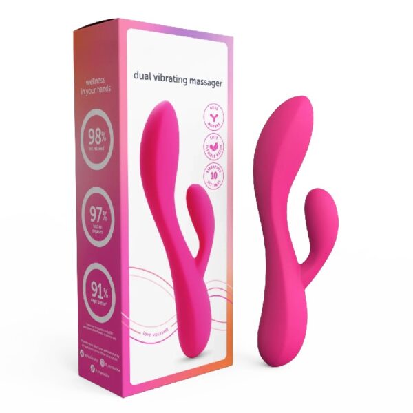 Dual Rabbit Vibrator, High-quality Silicone, Pink