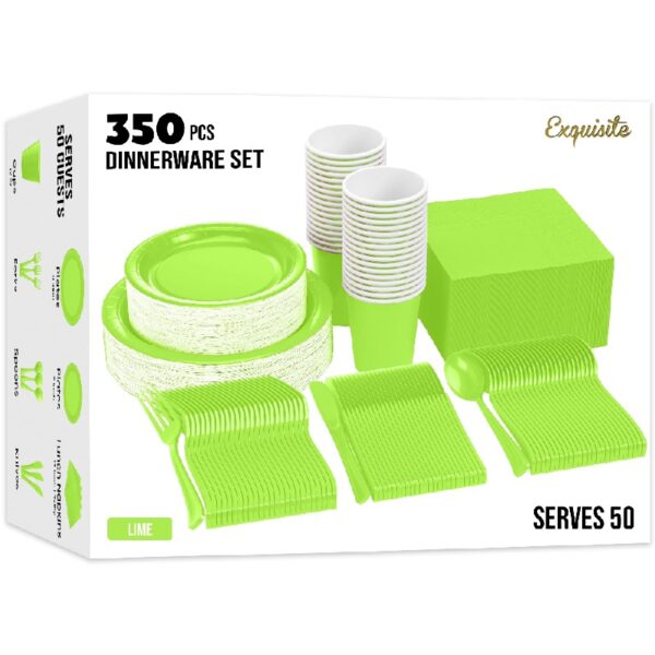 Exquisite 350 Piece Easter Plastic Disposable Party Plates & Dinnerware Combo Set