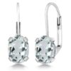 Gem Stone King 925 Sterling Silver Oval Cabochon White Simulated Opal Earrings for Women (2.10 Cttw, Oval 8X6MM)