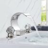 Widespread Bathroom Basin Faucet Crystal Handle Sink Mixer Tap Chrome Finish