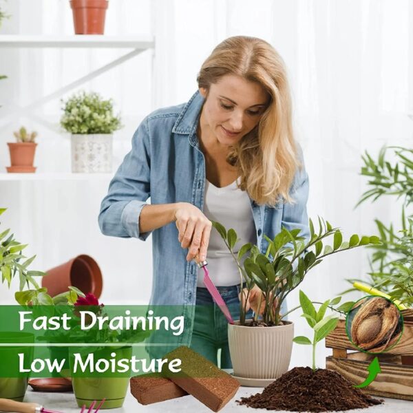 10lb of  100% Organic Coco Coir Bricks with Low EC and pH Balance High Expansion Coco Fiber for Herbs, Flowers,Plants Gardening Renewable Coconut Soil