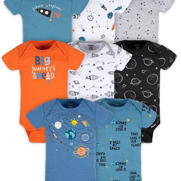Baby Boy Short Sleeves Onesies Bodysuits, 8-Pack, Sizes Newborn-12M