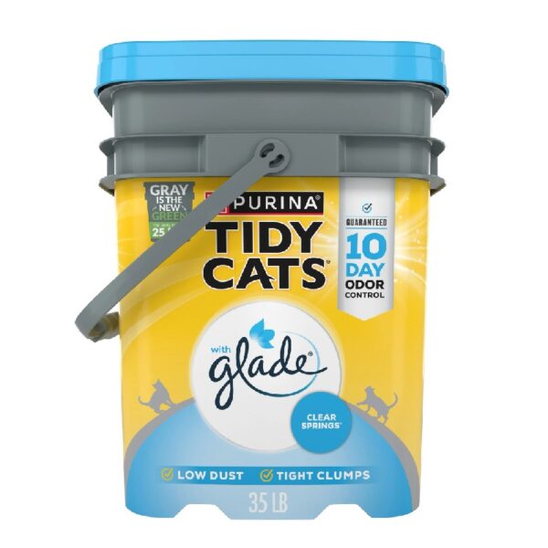 Purina Clumping Cat Litter, Glade Clear Springs Deodorizing, Low Dust, 35 lb. Pail