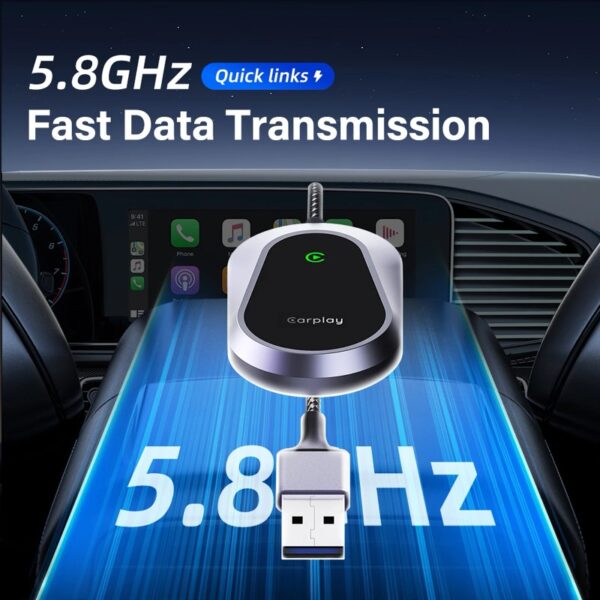 2-in-1 Wireless CarPlay & Android Auto Adapter, Dual-Band 5GHz Wi-Fi & Bluetooth Dongle, Compatible with 1000+ Car Models (2016+), Plug & Play for Seamless Apple CarPlay and Android Auto Experience