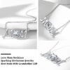Bestyle S925 Sterling Silver Necklace for Mom Grandma Shiny CZ Heart Pendant Necklace March Created Aquamarine Birthstone Jewelry Mother's Day Gift