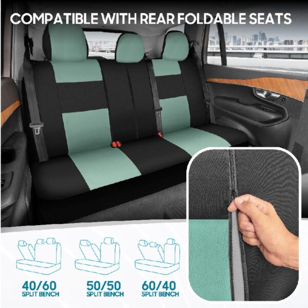 PolyPro Car Seat Covers Full Set in Charcoal on Black – Front and Rear Split Bench for Cars, Easy to Install Cover Set, Accessories Auto Trucks Van SUV