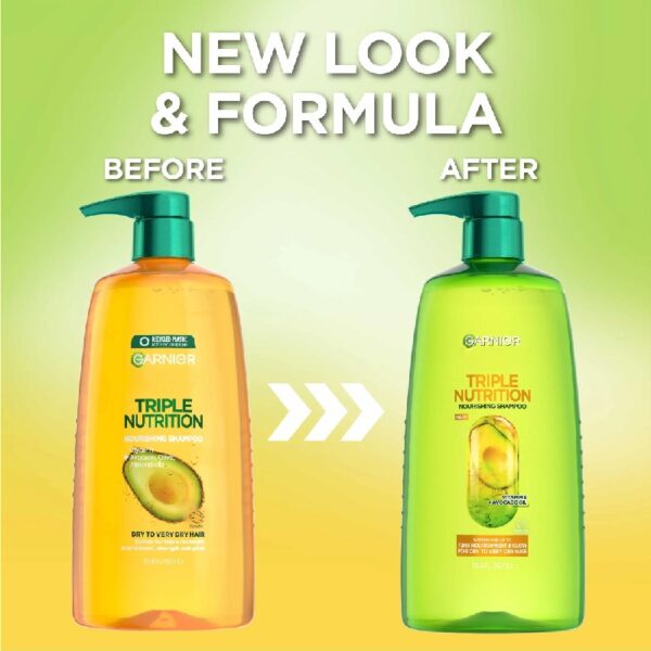 (4 pack) Garnier Triple Nutrition Nourishing Shampoo with Vitamin E, 33.8 fl oz