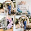 Garfans Wedding Arch Circle Balloon Arch Frame Round Backdrop Stand for Parties Birthday Wedding Christmas Balloon Garland Stand Gold Wedding Arch for Ceremony 6.6FT