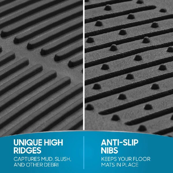 M783 DuraChannel Heavy Duty Rubber Car Floor Mats Liner for Auto - All Weather 3 Piece Set Front & Rear, Fits Car Truck SUV Van, Universal Trim to Fit