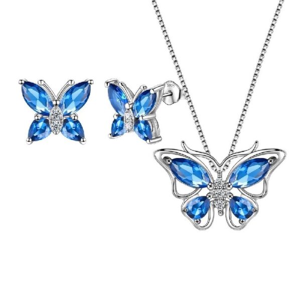 Purple Butterfly Jewelry Amethyst February Birthstone Jewelry Set Fine Necklace/Earrings 925 Sterling Silver Women Birthday Mother's Day Gifts