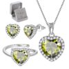 Women Heart Jewelry Set Necklace Earrings Ring 925 Sterling Silver February Birthstone Amethyst Wife Mother Birthday Valentine's Day Gift