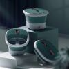 MaxKare Foot Spa Bath Massager with Heat, Collapsible with Remote Control, 6 Large Massage Rollers Digital Display-Green