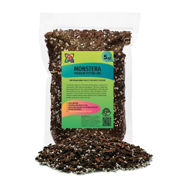 PREMIUM Monstera Potting Soil - Quick Drain Potting Soil for Growing and Repotting Monstera Deliciosa/Swiss Cheese Plant [5 Quart Bag] by
