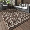 Outdoor Rug 5'x8' Waterproof Reversible Patio Rug Modern Lightweight Plastic Straw Indoor Outdoor Rug for RV Camping Deck Balcony Porch Boho Patio Decor Outdoor Carpet Brown and Beige