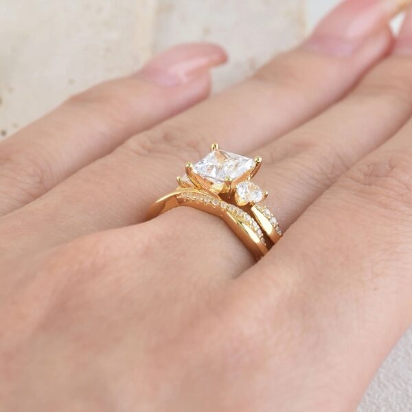 1 Carat Wedding Ring Sets Infinity Band Princess Sterling Silver Rings for Women CZ Size 7