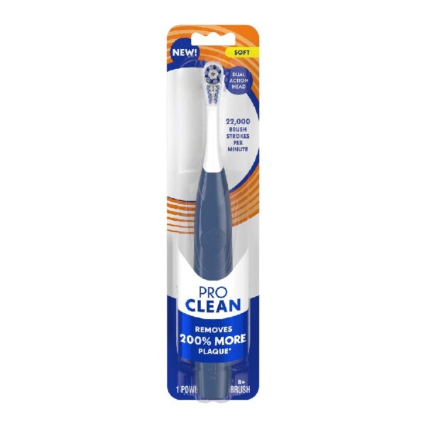 (3 pack) NEW PRO CLEAN Battery Powered Electric Toothbrush for Adults, Soft Bristles,  Blue,  1 Count