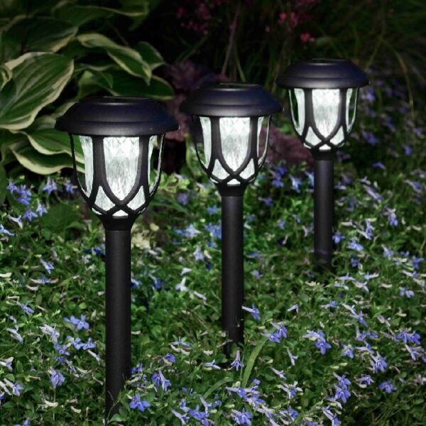 10 Pack Solar Lights Outdoor Decorative, Solar Pathway Lights Outdoor, Solar Powered Garden Yard Lights for Walkway Sidewalk Driveway. (Brown, Cool White)