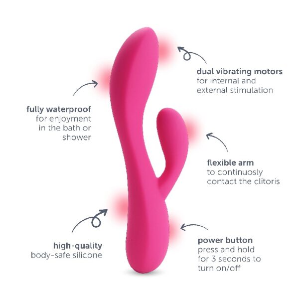 Dual Rabbit Vibrator, High-quality Silicone, Pink