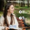 T12 in-Ear Wireless Earbuds Bluetooth 5.3 Headphones with 32EQ Mode,Stereo Bass Bluetooth Earbuds with ENC Noise Cancelling Mic,55H Play,IPX8 Waterproof,Wireless Charging for Home,Sports,Travel