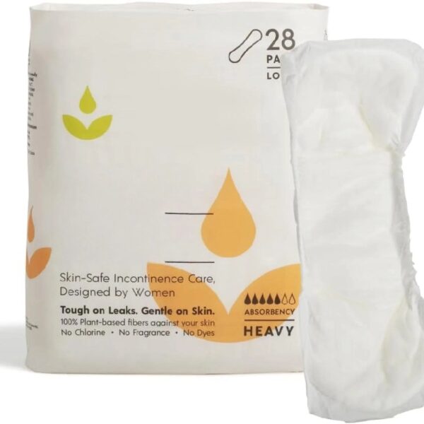 Incontinence Heavy Pads for Women - 28-Pack - Max Absorption for Heavy Urinary Incontinence or Bladder Leakage - 100% Breathable and Plant-Based Materials with Active Odor Control