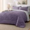 Light Purple Queen Comforter Set - 7 Pieces Reversible Queen Bed in a Bag, Queen Bed Set Light Purple and Grey with Comforters, Sheets, Pillowcases & Shams