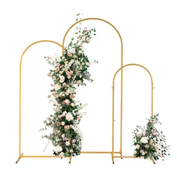 Skypatio 7.2ft Wedding Arch for Ceremony, Golden Balloon Stand, Metal Arch Backdrop for Decor