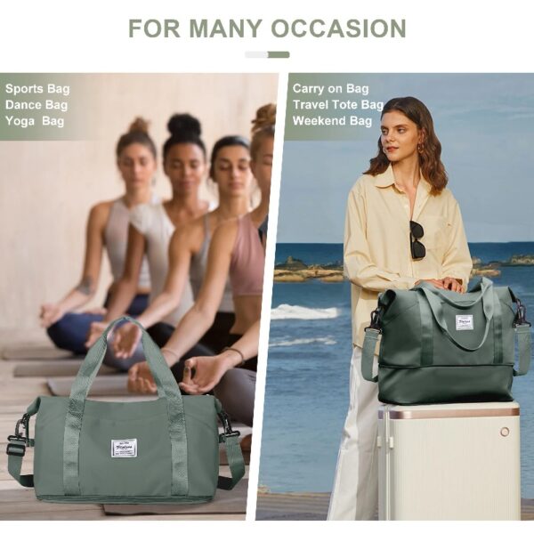 c73ad0270114498b888fb32d0176b2a5 Weekender Bags for Women, Travel Duffel Bags with Shoe Compartment,Personal Item Travel Bag for Airlines, Carry on Overnight Tote Bag for women,Beige&Brown