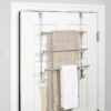 SnugFit Over-the-Door 3-Tier Towel Bar with Hooks, Satin Nickel