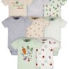 Assorted Short Sleeve Onesies Bodysuits, 8pk (Baby Boy or Baby Girl Unisex)