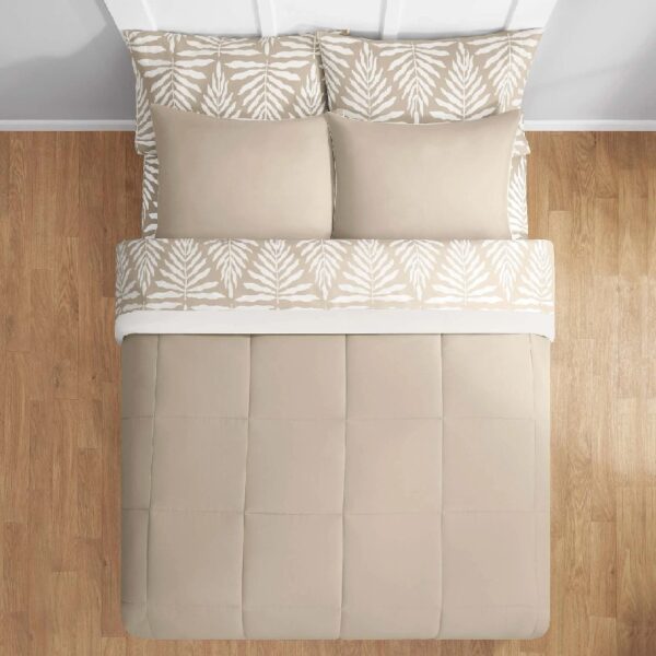 7 Piece Reversible Bed in a Bag Comforter Set with Sheets, Black, Queen
