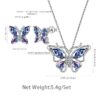 Purple Butterfly Jewelry Amethyst February Birthstone Jewelry Set Fine Necklace/Earrings 925 Sterling Silver Women Birthday Mother's Day Gifts