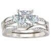 1 Carat Wedding Ring Sets Infinity Band Princess Sterling Silver Rings for Women CZ Size 7