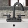 Bathroom Faucet 4inch 2 Handles Centerset Suit for 2 or 3 Mounting Holes, Lavatory Hot and Cold Mixer Tap, Mattle Black