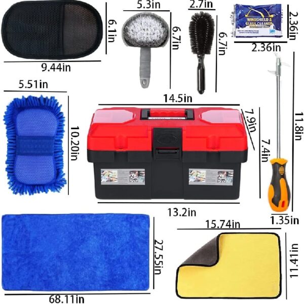Car Wash Kit- Car Interior Detailing Kit, Car Cleaning Kit, Microfiber Car Wash Brush, Microfiber Towels