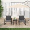 3 Pieces Patio Chairs Set with Glass-Top Coffee Table, Outdoor Bistro and Patio Furniture Set for Porch|Backyard|Balcony, Black