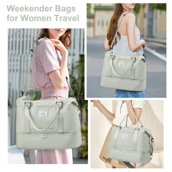 c8556091100b48e7931ab32d01769e1c Weekender Bags for Women, Travel Duffel Bags with Shoe Compartment,Personal Item Travel Bag for Airlines, Carry on Overnight Tote Bag for women,Beige&Brown