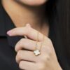 White Flower Pendant Necklace in Yellow Gold Plated