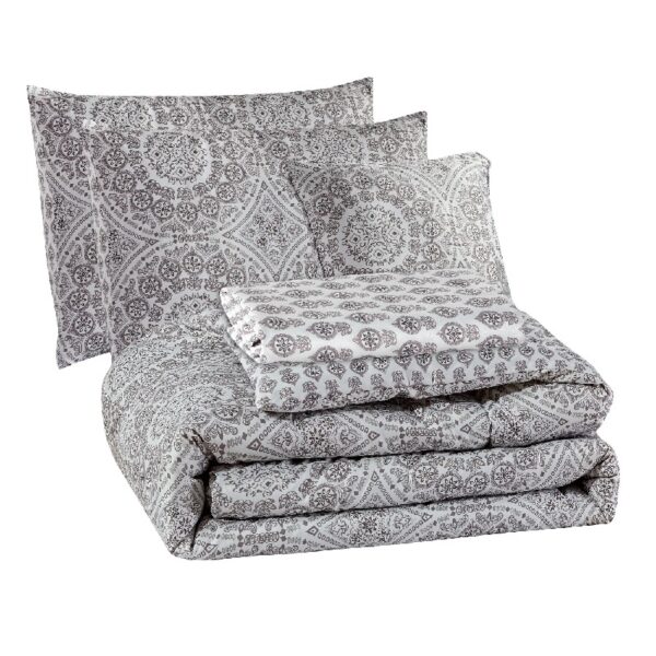 Lux Decor Collection 5 Piece Queen Down Alternative Comforter Set, Washable Duvet Bedding Set - Quatrefoil Navy
