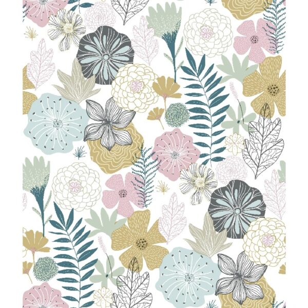 RoomMates Perennial Pink Floral Peel and Stick Wallpaper, 20.5 inches x 18 feet, 1 roll,