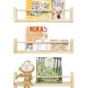 Nursery Floating Shelves for Wall Set of 3 16in, Kids Bookshelf Toy Storage Organizer Natural Wood Shelves Wall Mounted for Kids Room, Bedroom and Kitchen
