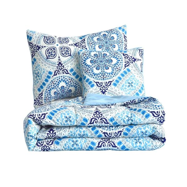 Lux Decor Collection 5 Piece Queen Down Alternative Comforter Set, Washable Duvet Bedding Set - Quatrefoil Navy